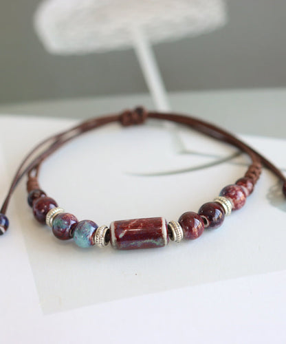 Retro Rot Legierung Keramik Perlen Verstellbares Armband