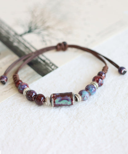 Retro Rot Legierung Keramik Perlen Verstellbares Armband