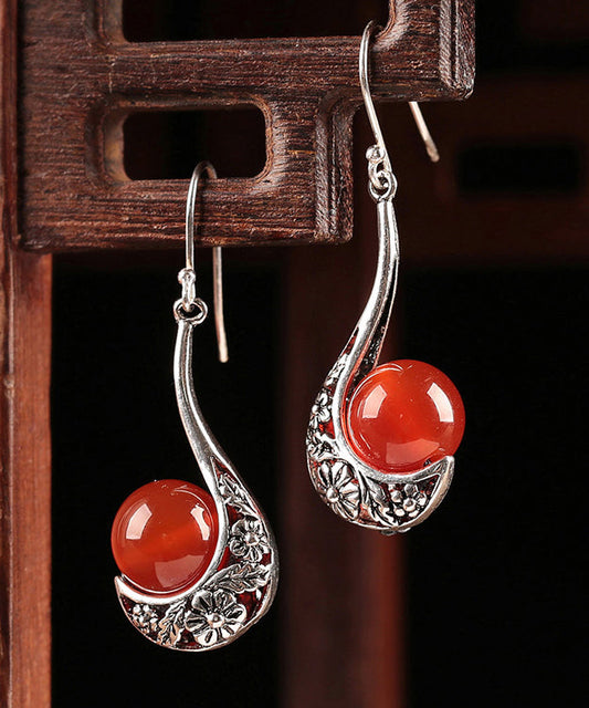 Pendientes colgantes de ágata de cobre rojo retro
