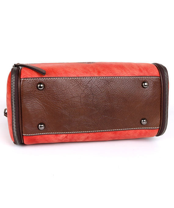 Retro Rote Prägung Paitings Kalbsleder Tote Handtasche