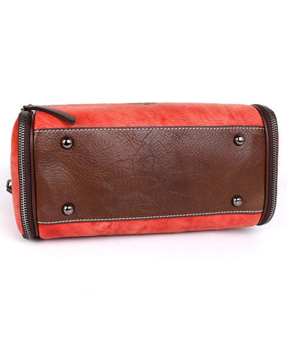 Retro Rote Prägung Paitings Kalbsleder Tote Handtasche