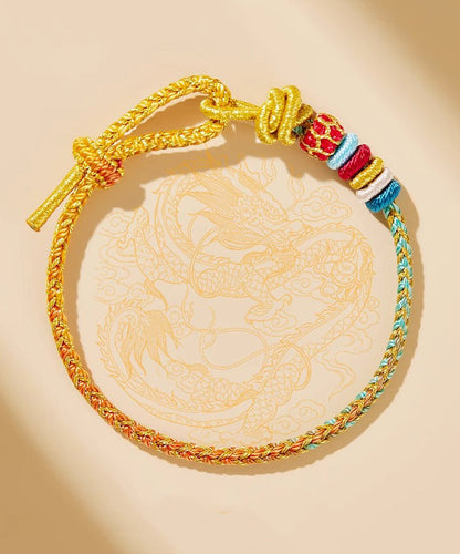 Pulsera de cadena roja retro tejida a mano