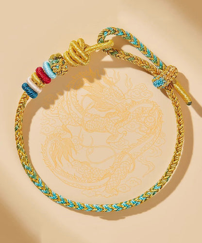 Pulsera de cadena roja retro tejida a mano