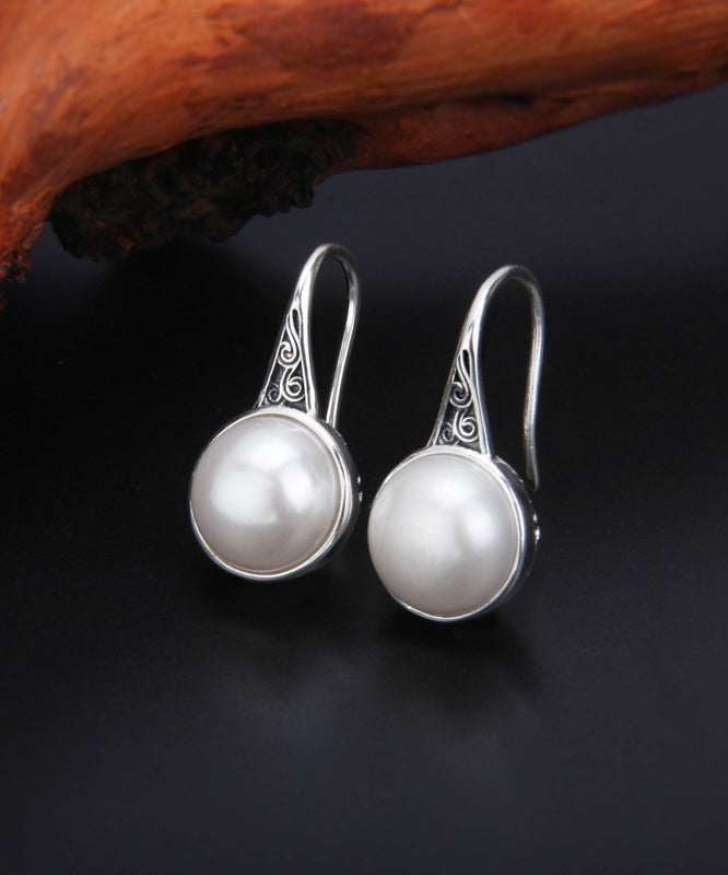 Pendientes colgantes retro de ágata roja de plata de ley con nubes auspiciosas.