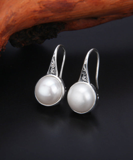 Pendientes colgantes retro de ágata roja de plata de ley con nubes auspiciosas.