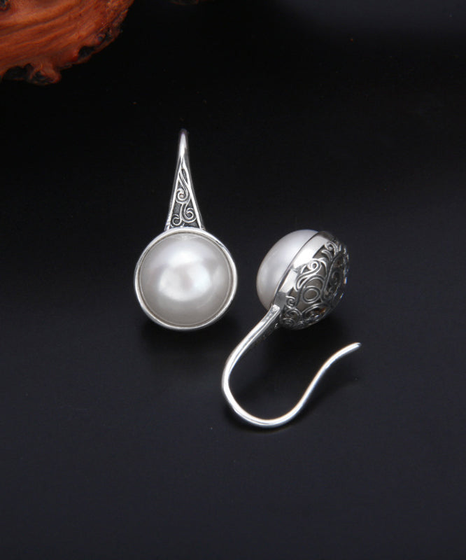 Pendientes colgantes retro de ágata roja de plata de ley con nubes auspiciosas.