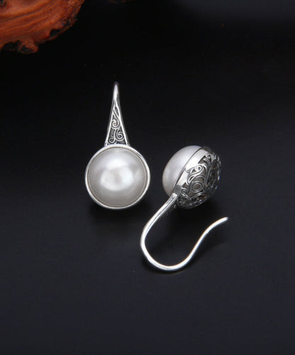 Pendientes colgantes retro de ágata roja de plata de ley con nubes auspiciosas.