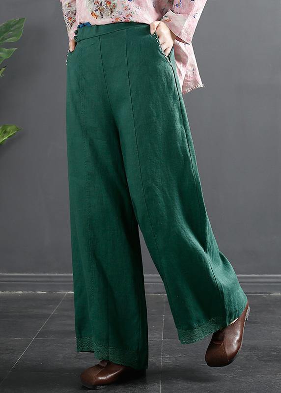 Retro Semi Elastic Waist Wide Leg Pants Women's New Spring Casual Hemp Color Pants - SooLinen