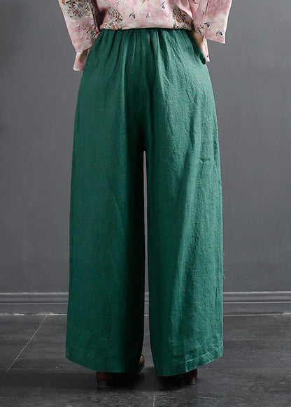 Retro Semi Elastic Waist Wide Leg Pants Women's New Spring Casual Hemp Color Pants - SooLinen