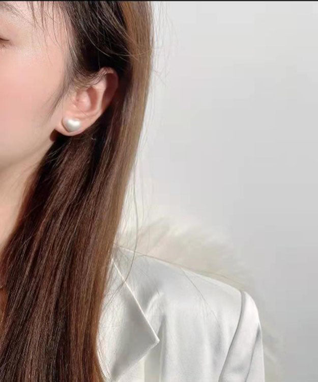 Pendientes de botón de seda con diseño de amor, de aleación de metal y circonitas, con retazos de perlas y seda retro