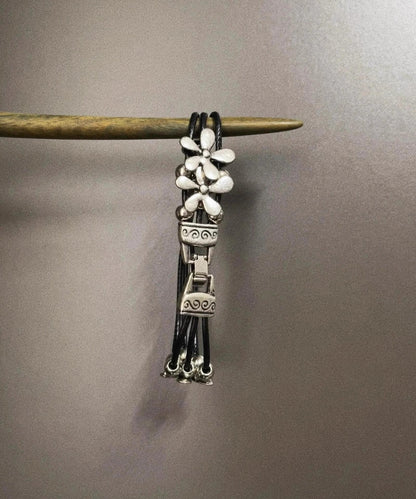 Pulsera floral de aleación de acero inoxidable y seda retro