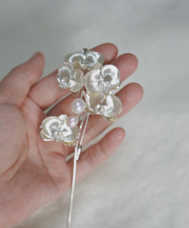 Retro Silk Sterling Silver Butterfly Orchid Brooches