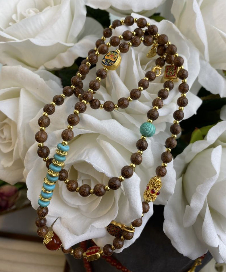 Retro Sterling Silber Overgild Türkis Perlen abgestufte Perlen Halskette