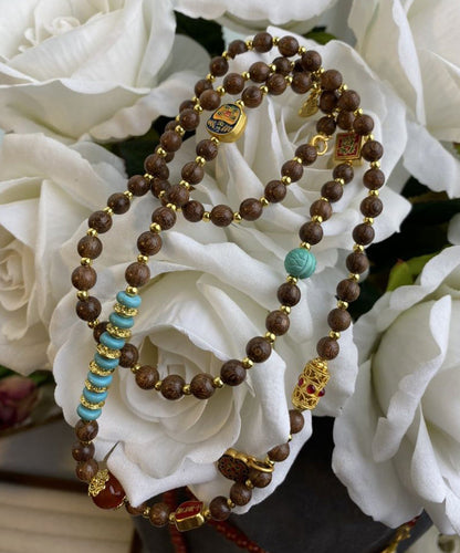 Retro Sterling Silber Overgild Türkis Perlen abgestufte Perlen Halskette