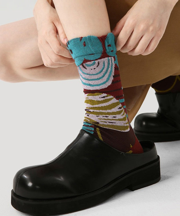 Retro-Socken aus vielseitigem Jacquard-Baumwollgewebe