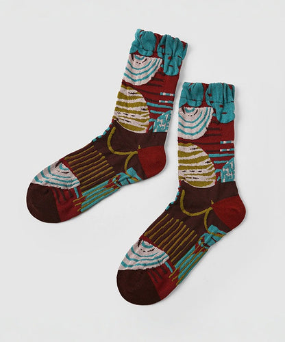 Retro-Socken aus vielseitigem Jacquard-Baumwollgewebe