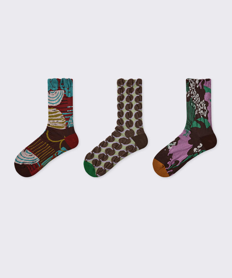 Retro-Socken aus vielseitigem Jacquard-Baumwollgewebe