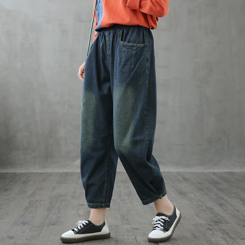 Retro jeans loose high waist long pants new casual cropped pants - SooLinen