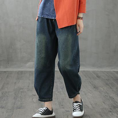 Retro jeans loose high waist long pants new casual cropped pants - SooLinen