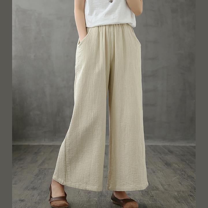 Retro wide leg pants women loose casual autumn wear 2021 new beige trousers - SooLinen