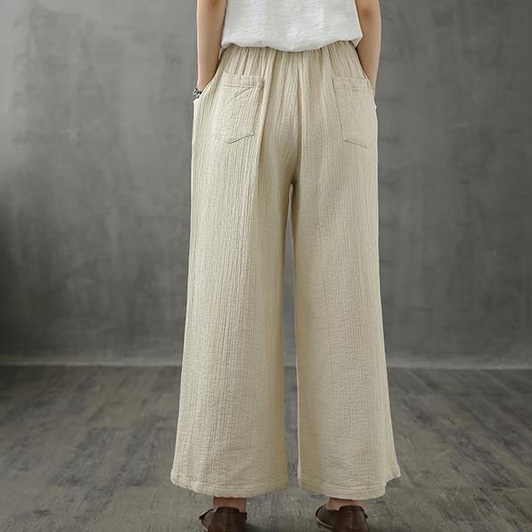 Retro wide leg pants women loose casual autumn wear 2021 new beige trousers - SooLinen