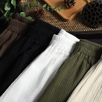 Retro wide leg pants women loose casual autumn wear 2021 new beige trousers - SooLinen