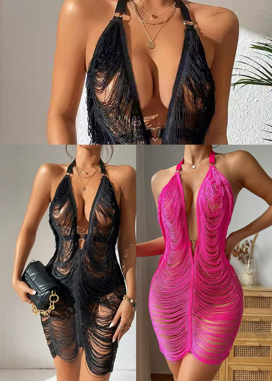 Rose Mini Dress Halter Cut Out Summer