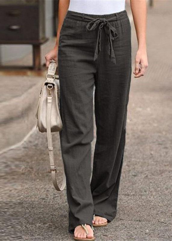 S-5XL Women Elastic Waist Casual Wide Legs Long Pants Solid Yoga Trousers - SooLinen