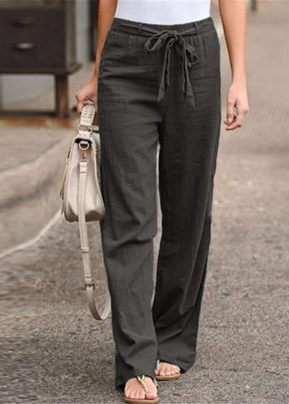 S-5XL Women Elastic Waist Casual Wide Legs Long Pants Solid Yoga Trousers - SooLinen