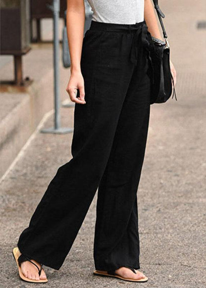S-5XL Women Elastic Waist Casual Wide Legs Long Pants Solid Yoga Trousers - SooLinen