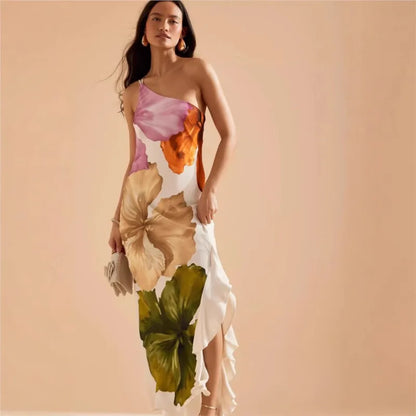 Halter Tassel Backless Slit A-Line Maxi Dress