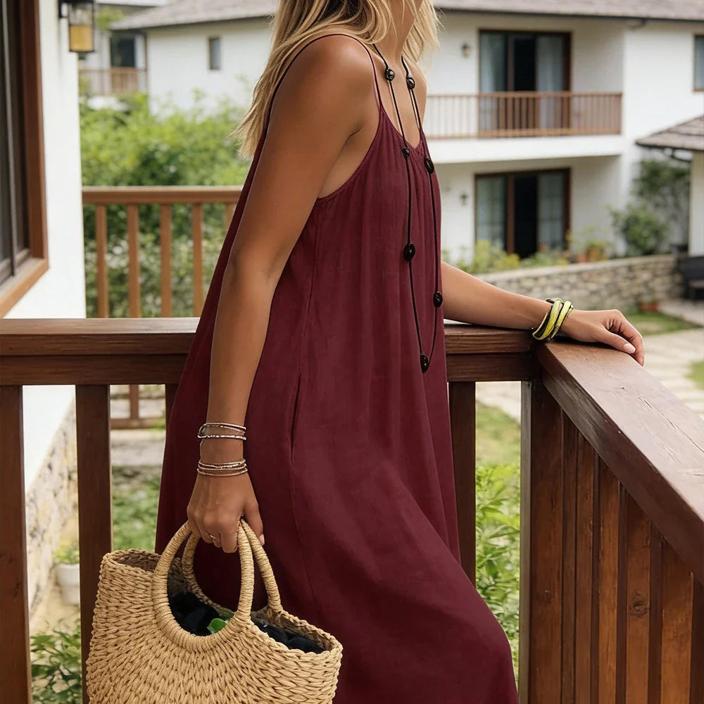 Backless Cami Tie Maxi Dress
