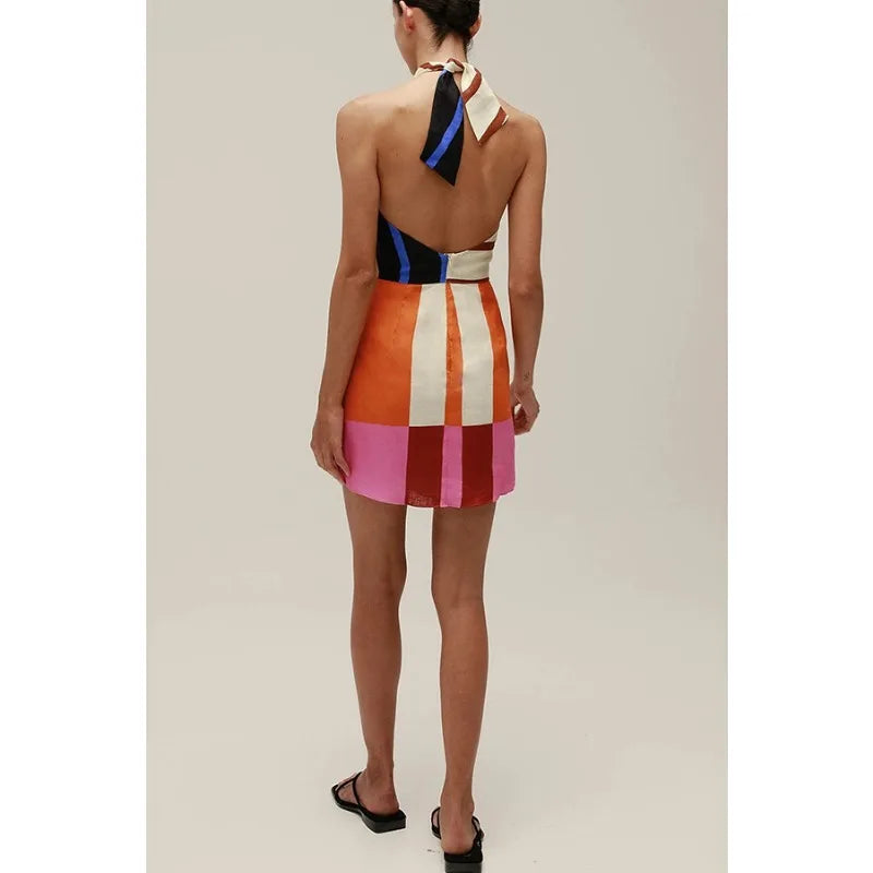 Multicolor Abstract Stripe Mini Dress