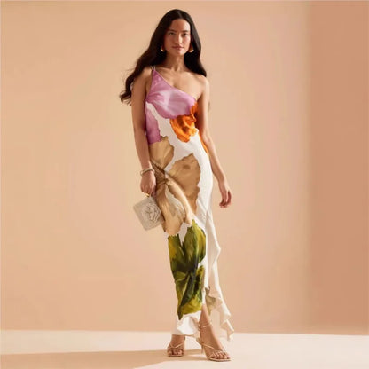 Halter Tassel Backless Slit A-Line Maxi Dress