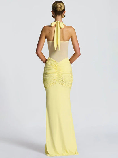 Vixen Halter Neck Bodycon Sheer Panel Maxi Dress