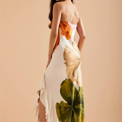 Halter Tassel Backless Slit A-Line Maxi Dress