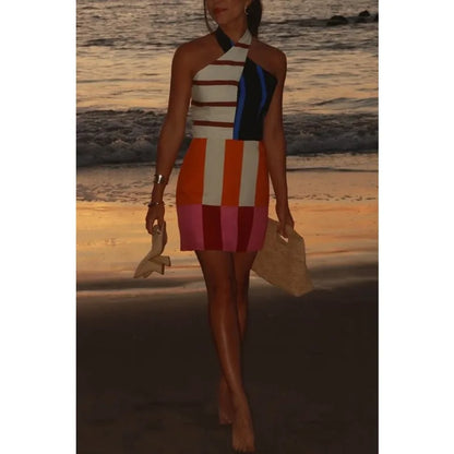 Multicolor Abstract Stripe Mini Dress