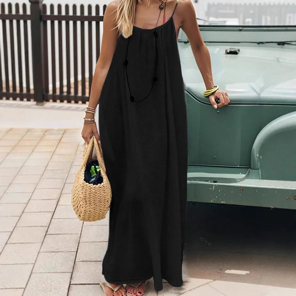 Backless Cami Tie Maxi Dress