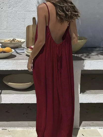Backless Cami Tie Maxi Dress