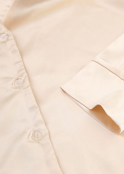 Sexy Apricot Elastic Waist Ice Silk Shorts Skirts Three Piece Suit Set Summer