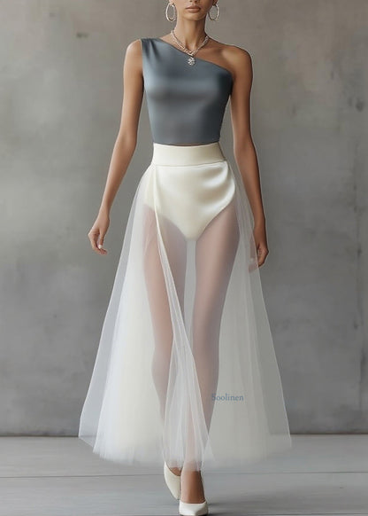 Sexy Asymmetrical Top And Maxi Skirts Two Piece Set Summer