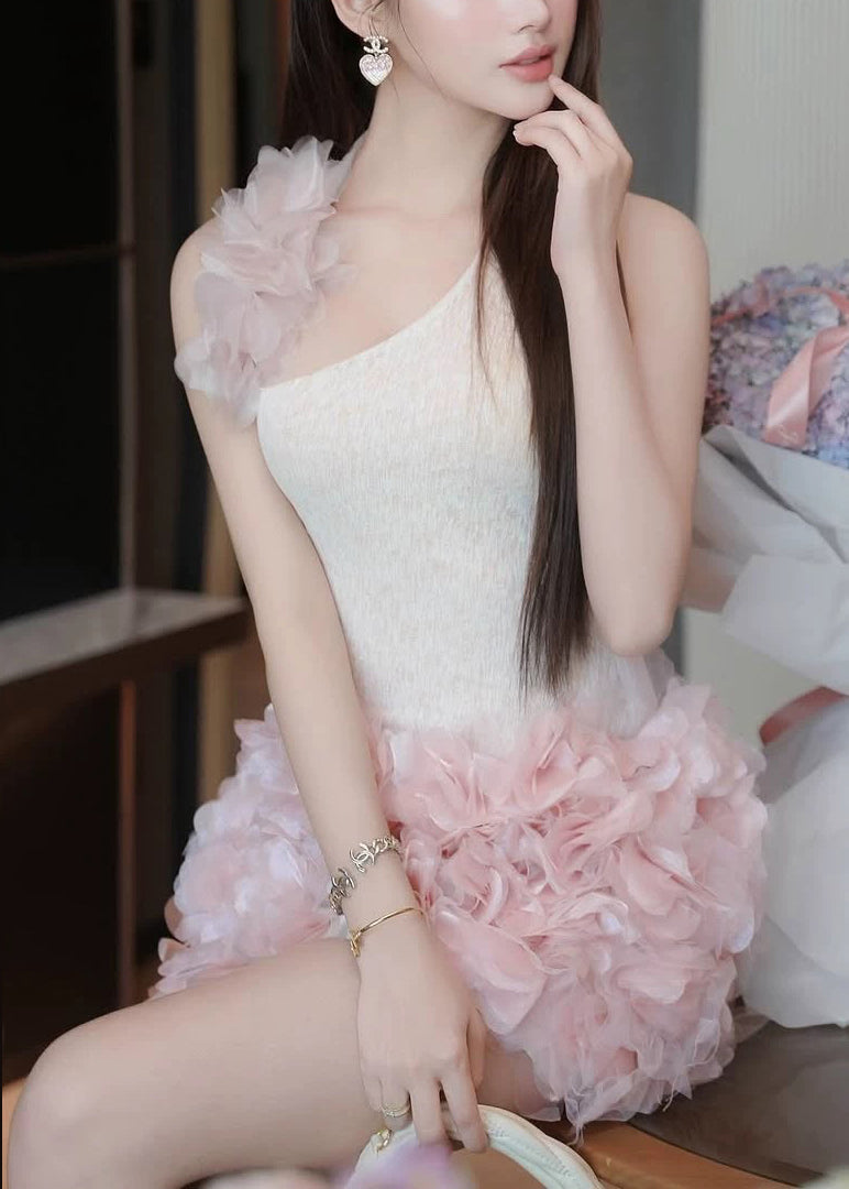 Sexy Backless Floral Tulle Patchwork Two Pieces Set Sleeveless