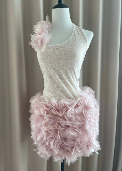 Sexy Backless Floral Tulle Patchwork Two Pieces Set Sleeveless