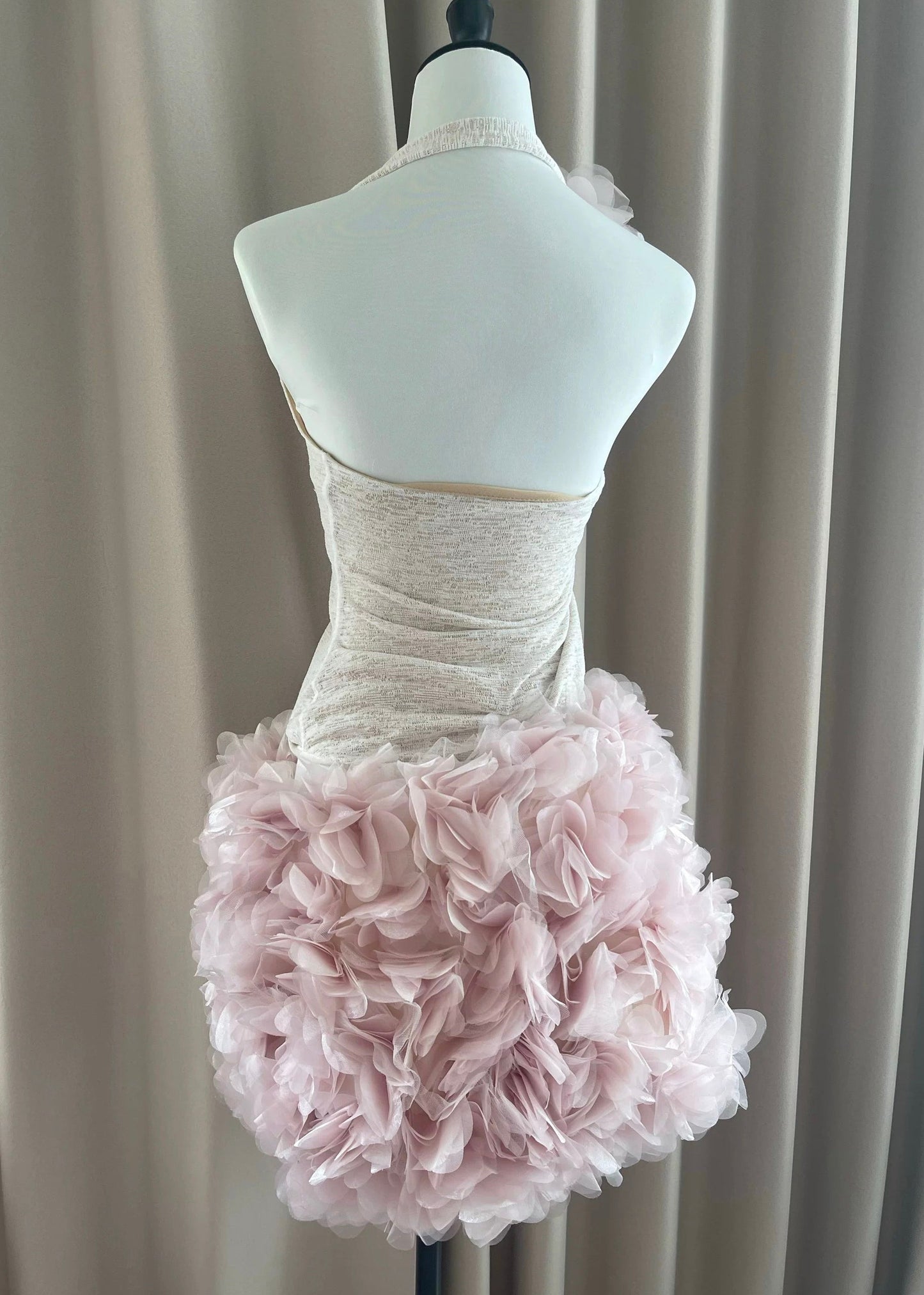 Sexy Backless Floral Tulle Patchwork Two Pieces Set Sleeveless