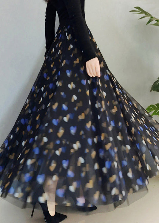 Sexy Schwarz High Waist Tüll A-Linie Rock Frühling