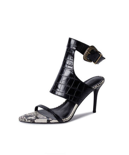 Sexy Black Hollow Out Splicing Stiletto Sandals Pointed Toe