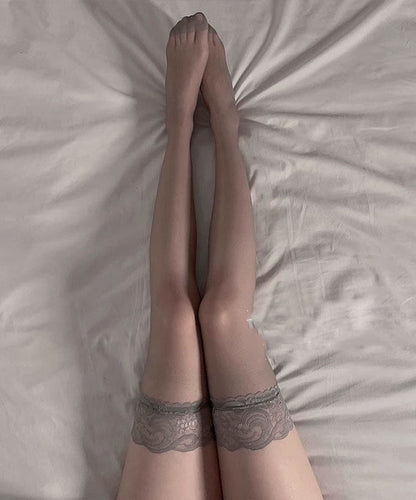 Sexy Purple Lace Sheer Mesh Socks Over The Knee Socks