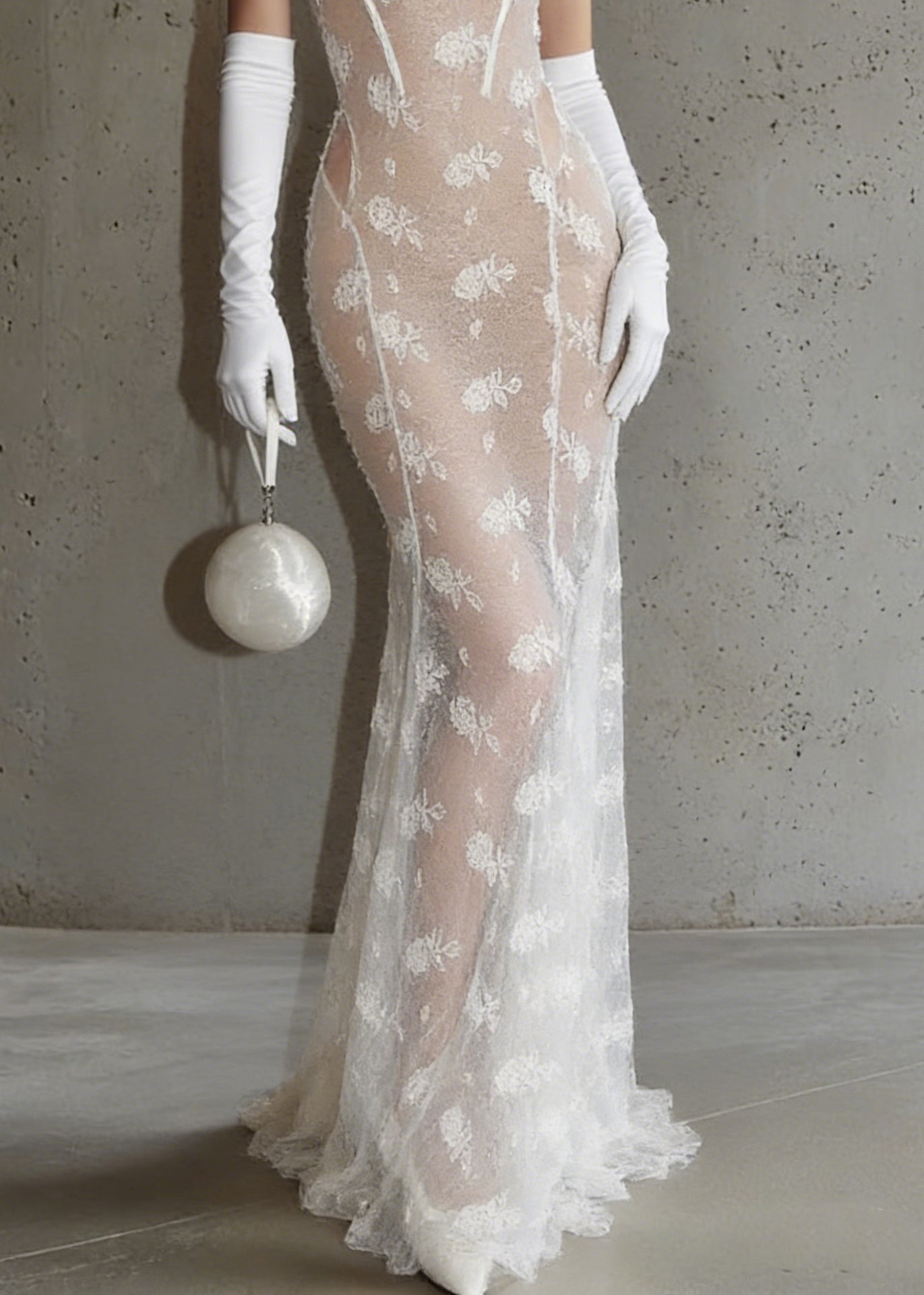 Sexy White Hollow Out Lace Perspective Tulle Maxi Dresses Sleeveless