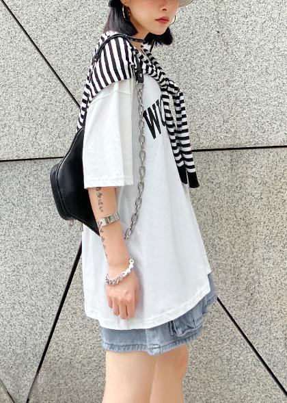 Short-sleeved t-shirt women's summer dress loose large size compassionate two-piece shirt with shawl - SooLinen