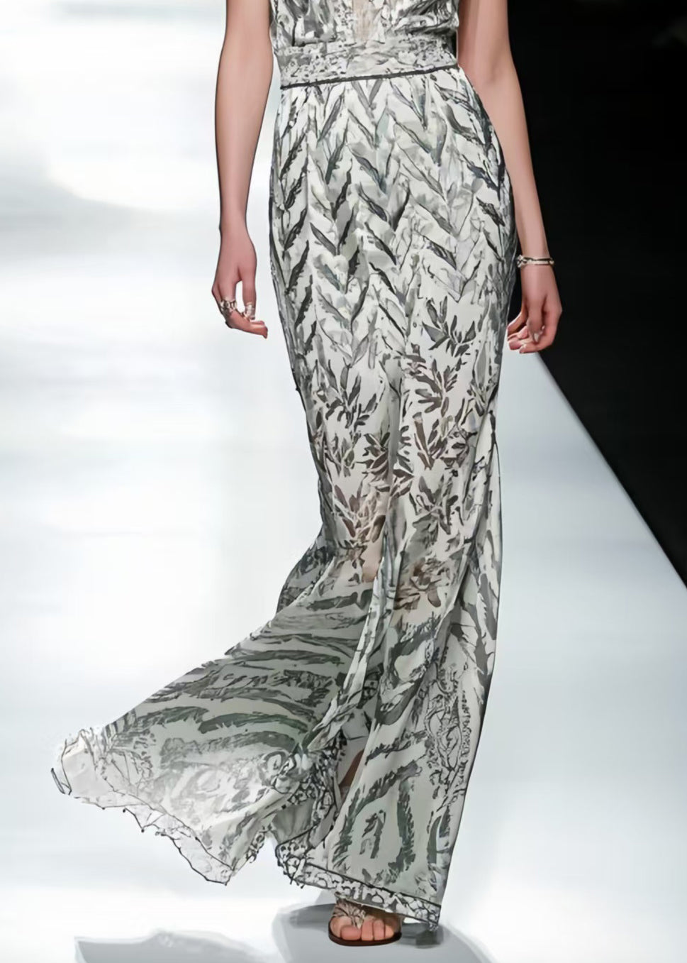 Silm Fit Apricot Print Draping Chiffon Cami Dress Summer